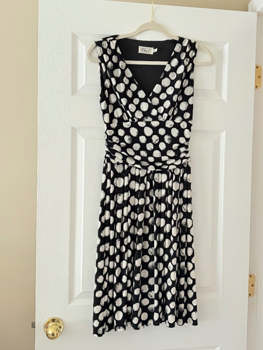 Eliza J Black & White Polka Dot Sleeveless Dress